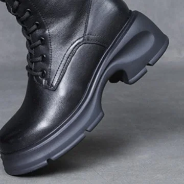 Yyvonne Boots Thick Background Retro Martin Boots Women Leather Autumn And Winter New Velvet And Coarse And Locomotive Boots