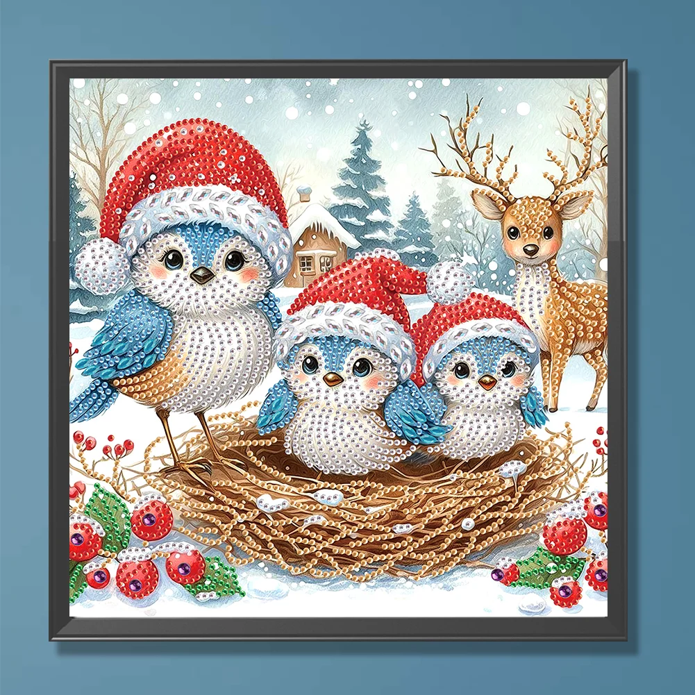 Diamond Painting - Partial Special Shaped Drill - Xmas Bird(Canvas|30*30cm)