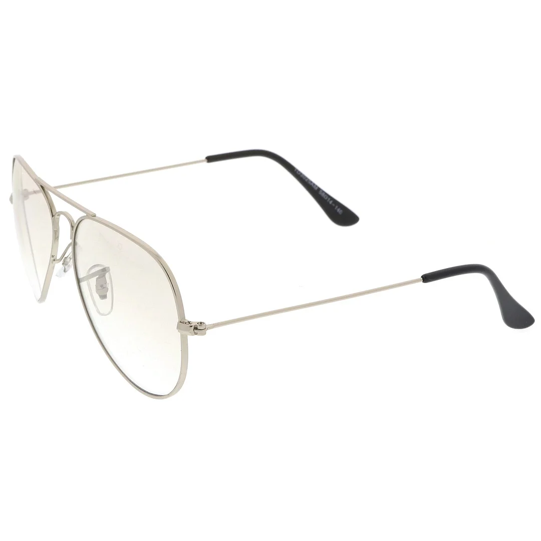 Retro Small Double Nose Bridge Slim Temple Clear Lens Aviator Eyeglasses 57mm