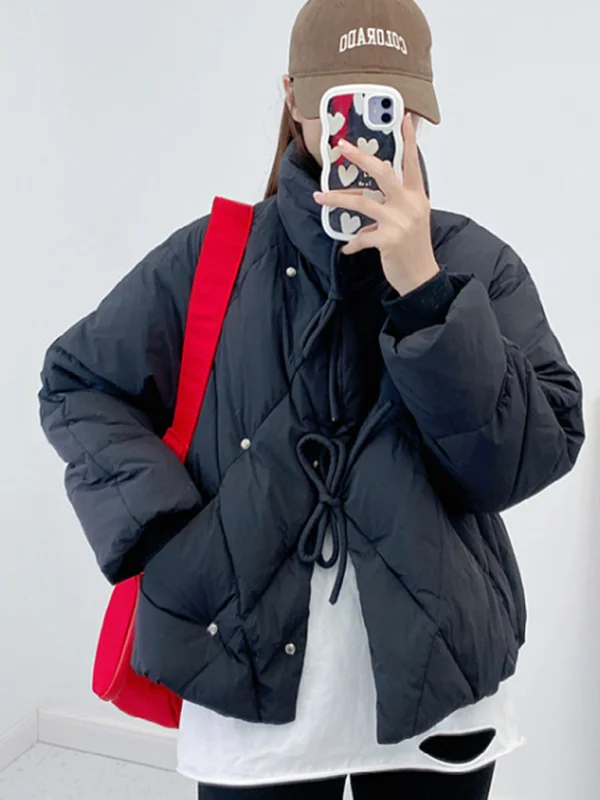 New fashion loose and foreign style short white duck down jacket Flusfy