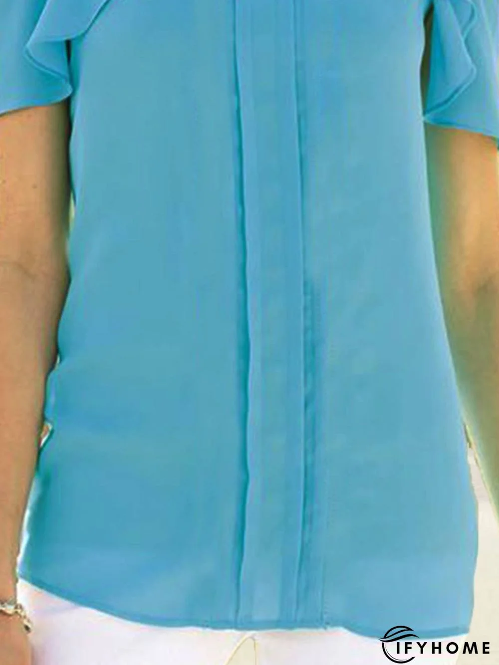 Round Neck Plain Casual Short Sleeve Top | IFYHOME