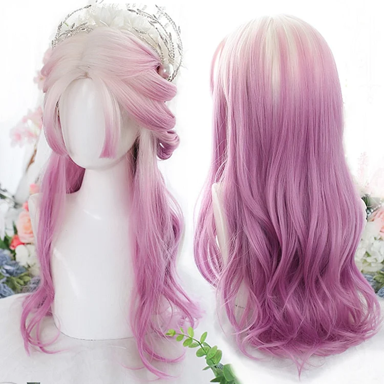 Harajuku Lolita Long Wavy Gradient Color Cosplay Wig SP19063