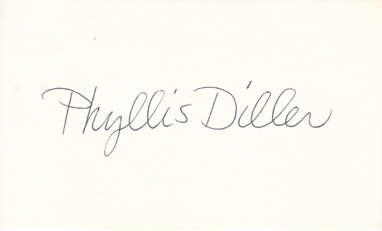 PHYLLIS DILLER hand-signed 3x5 INDEX CARD w/ uacc rd coa AUTHENTIC AUTOGRAPH