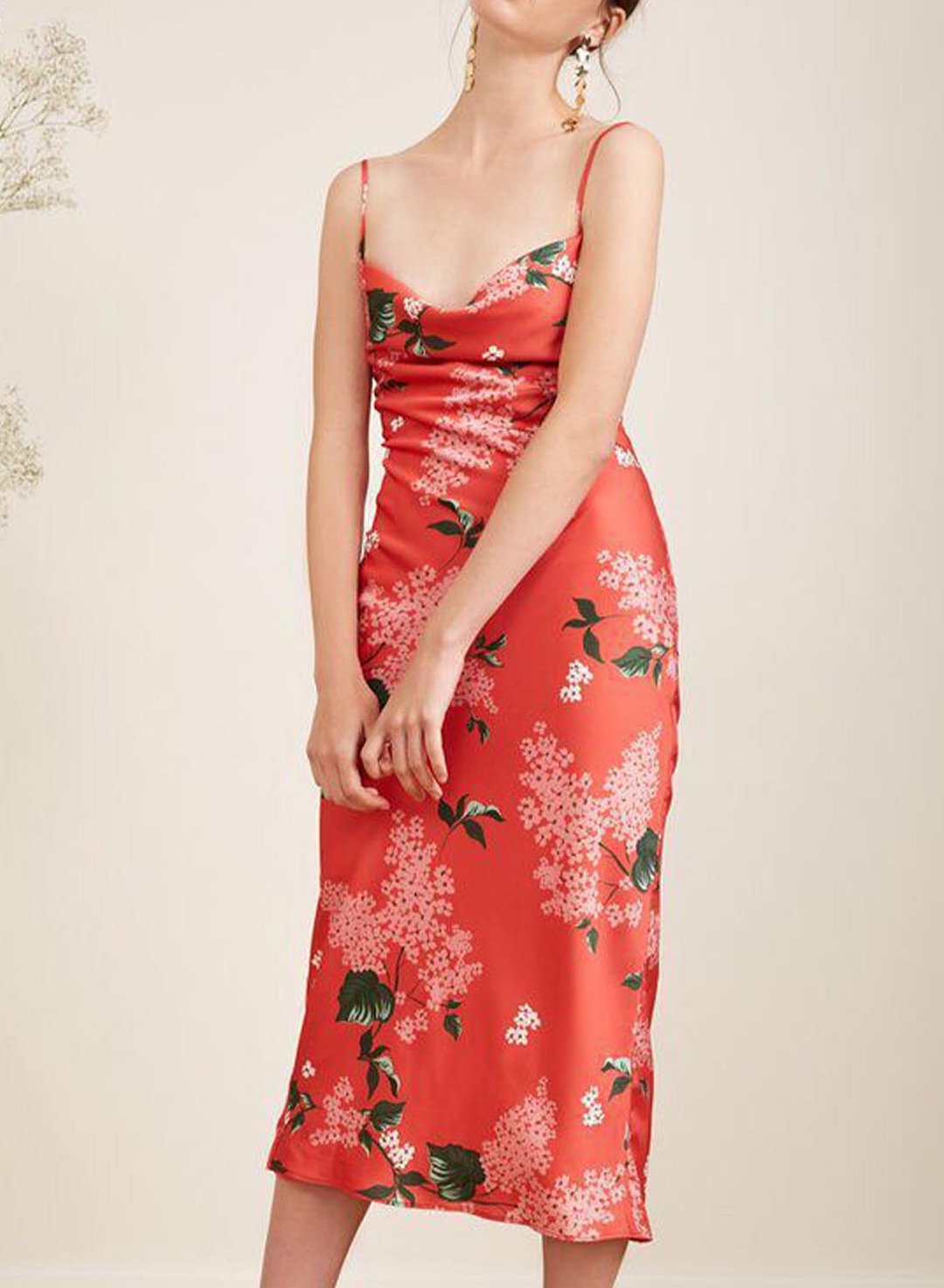 Women's Dresses Floral Cami Split Midi Dress