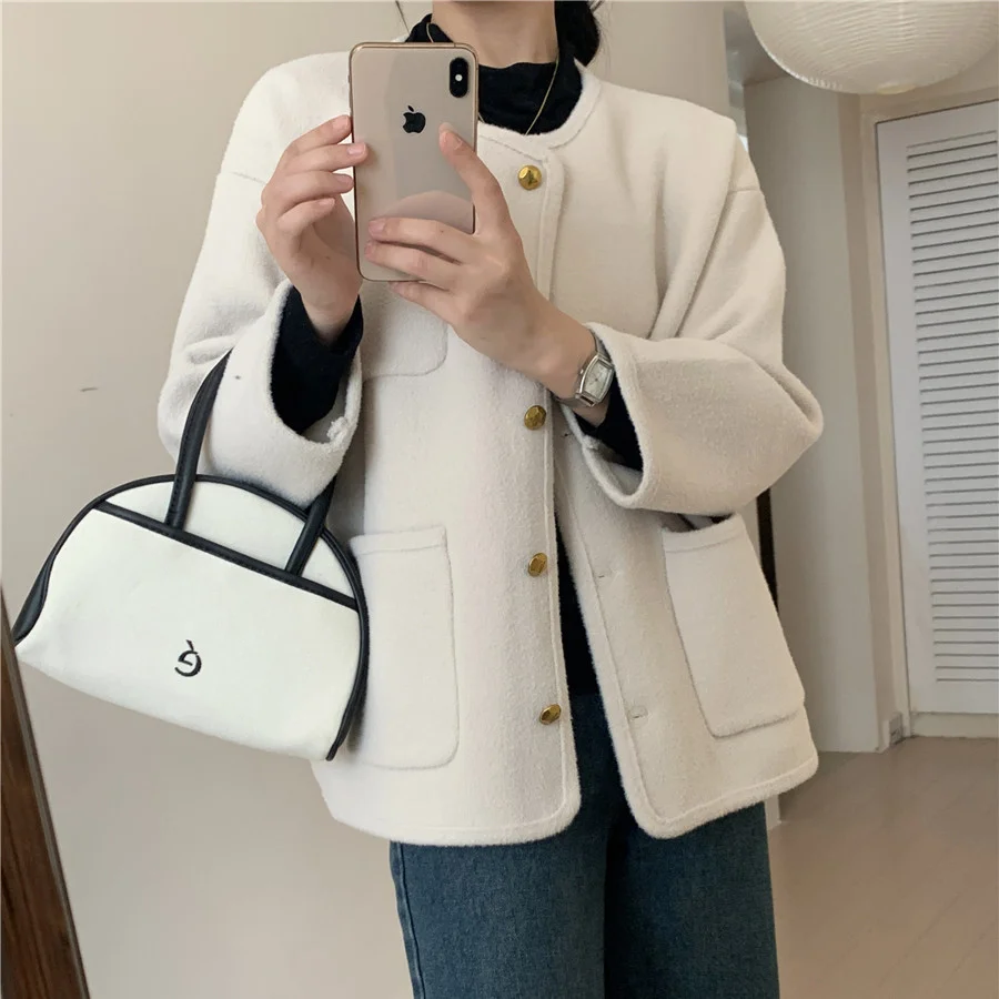Ueong Ni Knitting Cardigan Women 2023 Winter New French Light Luxury Small Sweet Wind Small Short Sweater Coat
