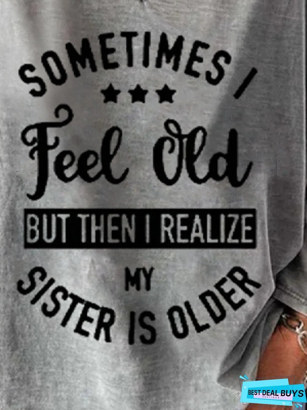 Casual Letter Loosen Long Sleeve Tunic Top