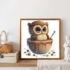 Peinture diamant hibou-foret rond-30*30cm