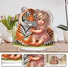 DIY Tiger and Girl Acrylic Diamond Painting Tabletop Ornaments