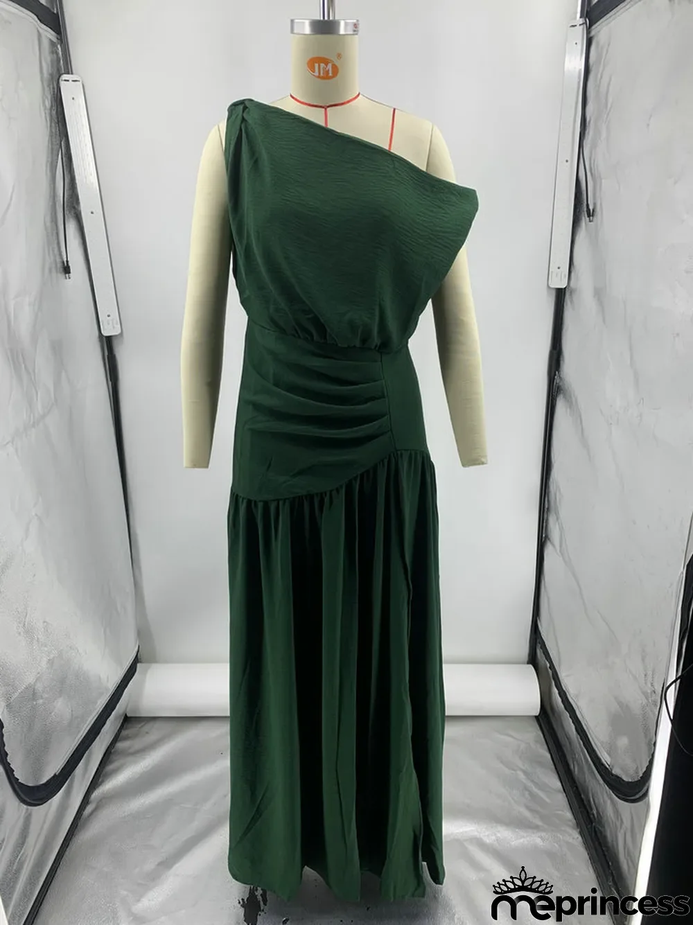 Solid Sexy Slash Shoulder Off-Shoulder Slim Waist Slit Gown Dress