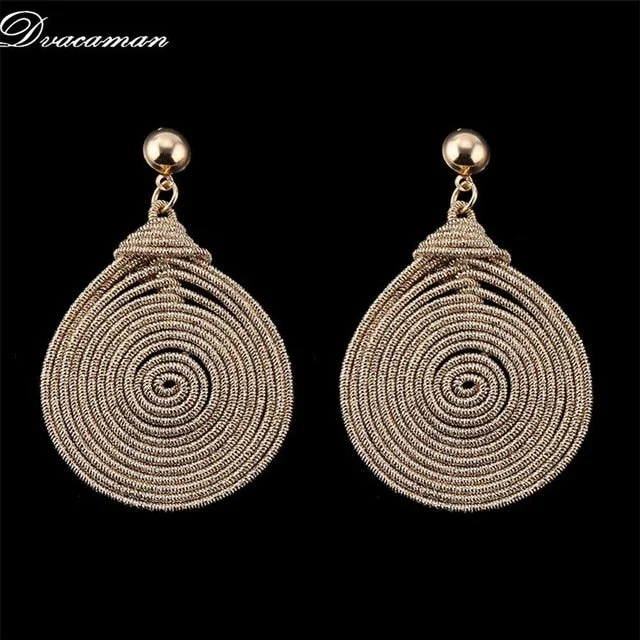 Dvacaman Bohemain Multilayer Round Alloy Drop Earrings Women 2019 New Trendy Maxi Earrings Statement Jewelry Party Gifts Female