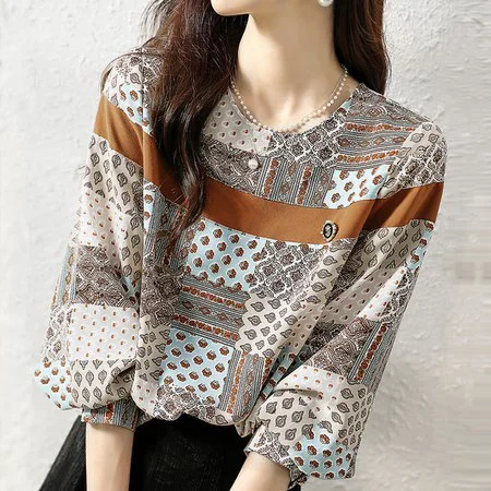 Flower Casual Tribal Printed Shirts & Tops QueenFunky