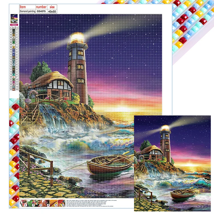 Full Square Diamond Painting - Seaside Lighthouse 40*50CM