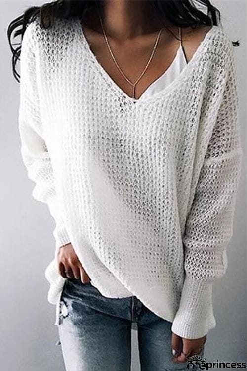 V Neck Loose Sweater