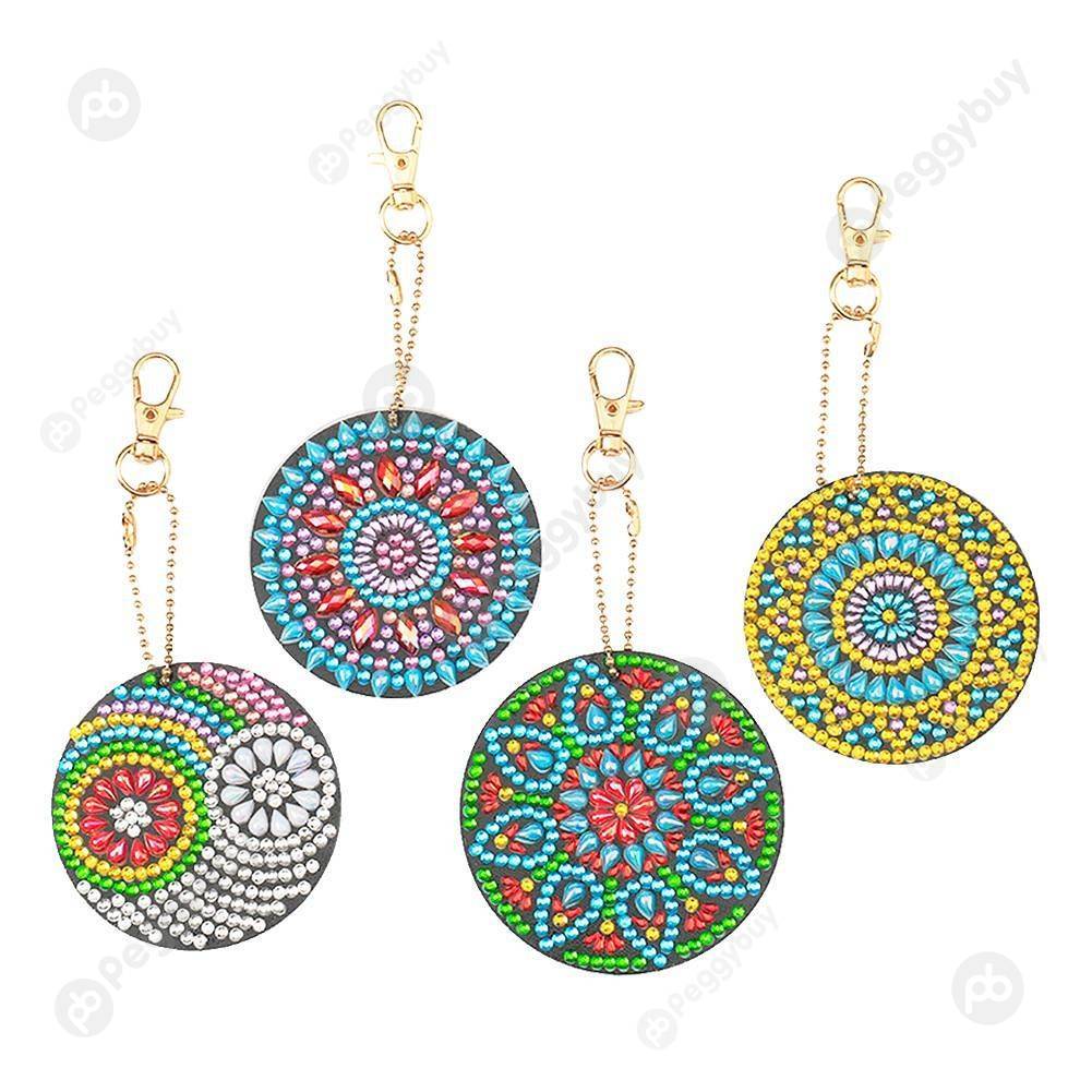 

4pcs Mandalas-DIY Creative Diamond Keychain, 501 Original