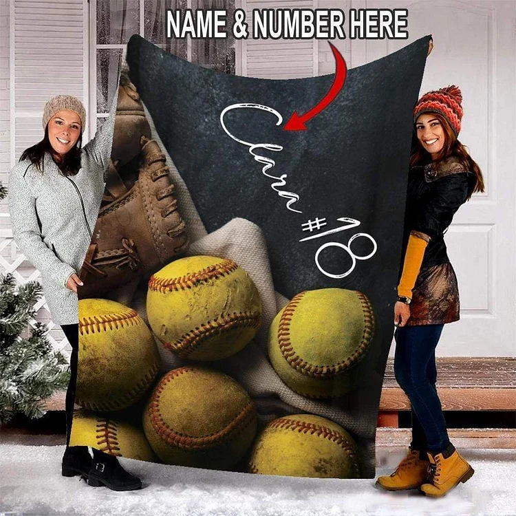 Personalized Softball Blanket | BKKid665