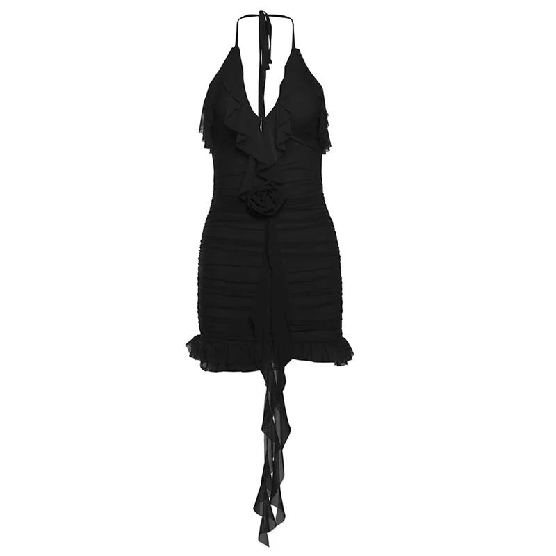 Toloer Toloer Summer Women's Solid Color Slim High Waist Fashion Hanging Neck Sexy Back Dress-Outfit Ideas