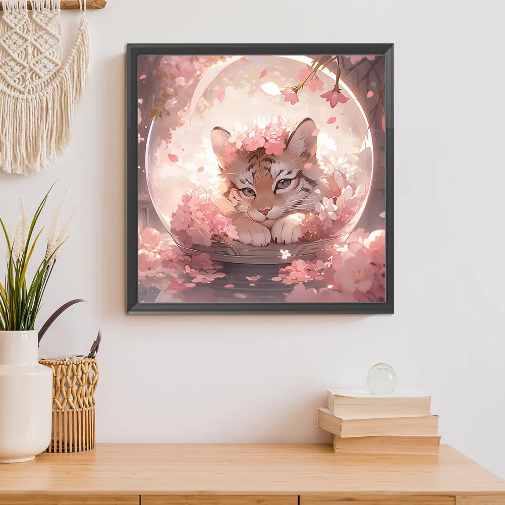 Diamond Painting - Full Square Drill - Pink Tiger(Canvas|45*45cm)