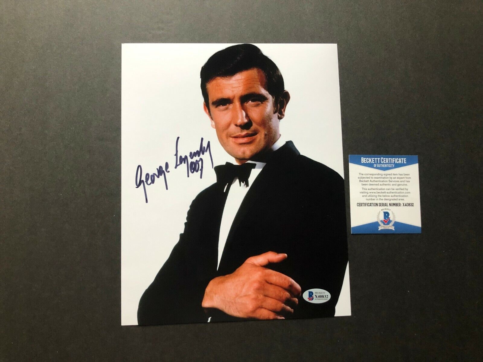 George Lazenby Rare! signed autographed Bond 007 8x10 Photo Poster painting Beckett BAS coa