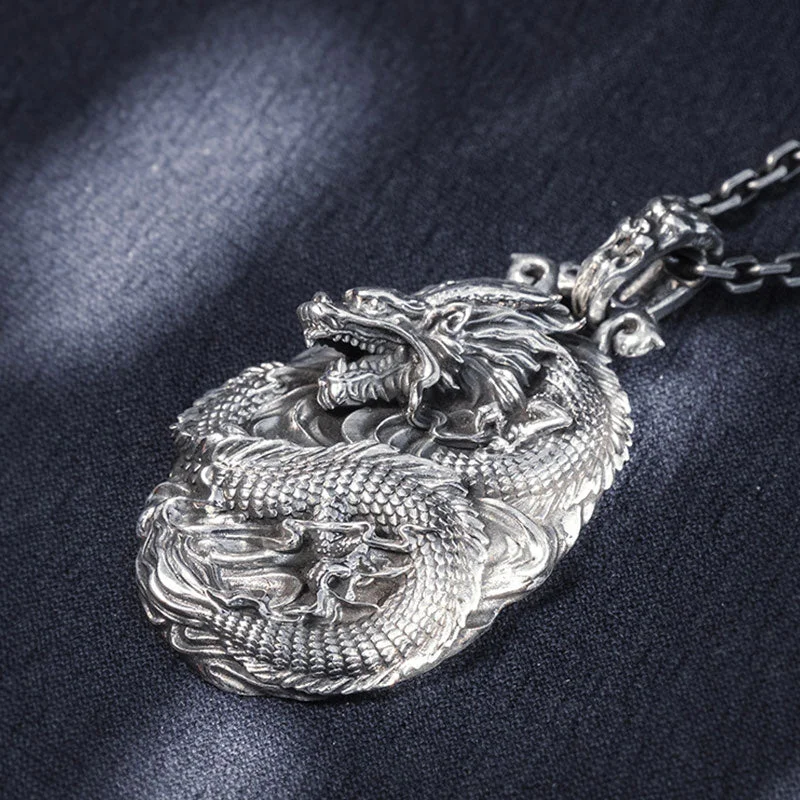 Dragon 999 Sterling Silver Luck Necklace Pendant