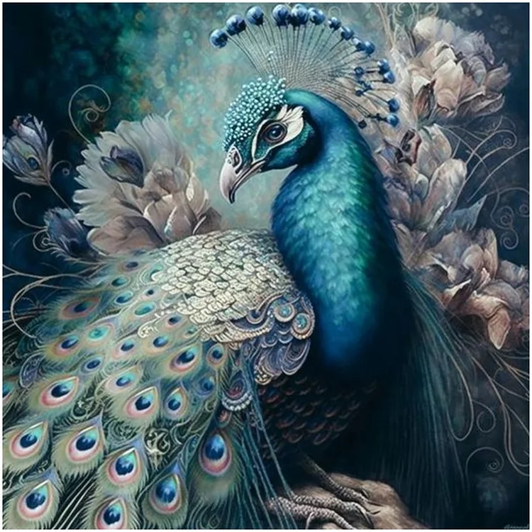 Full Round Diamond Painting - Blue Peacock 40*40CM