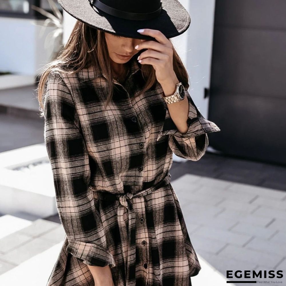 Autumn and Winter Fashion Sexy Printed Shirt Plaid Dress Skirt | EGEMISS