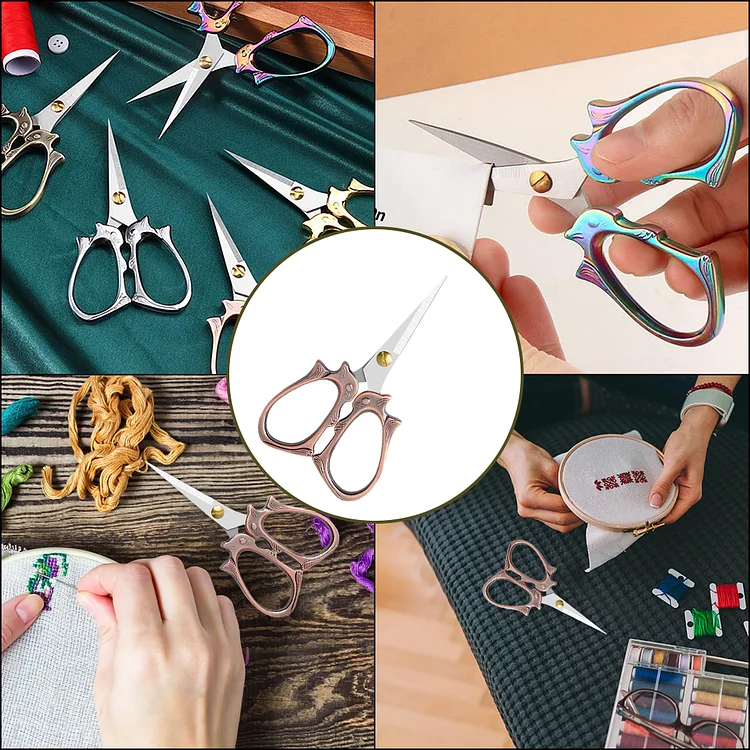 Vintage Scissors, Multifunctional Crane Colour Vintage Scissors Embroidery  Scissors For Diy Sewing Embroidery(1pc, Color)