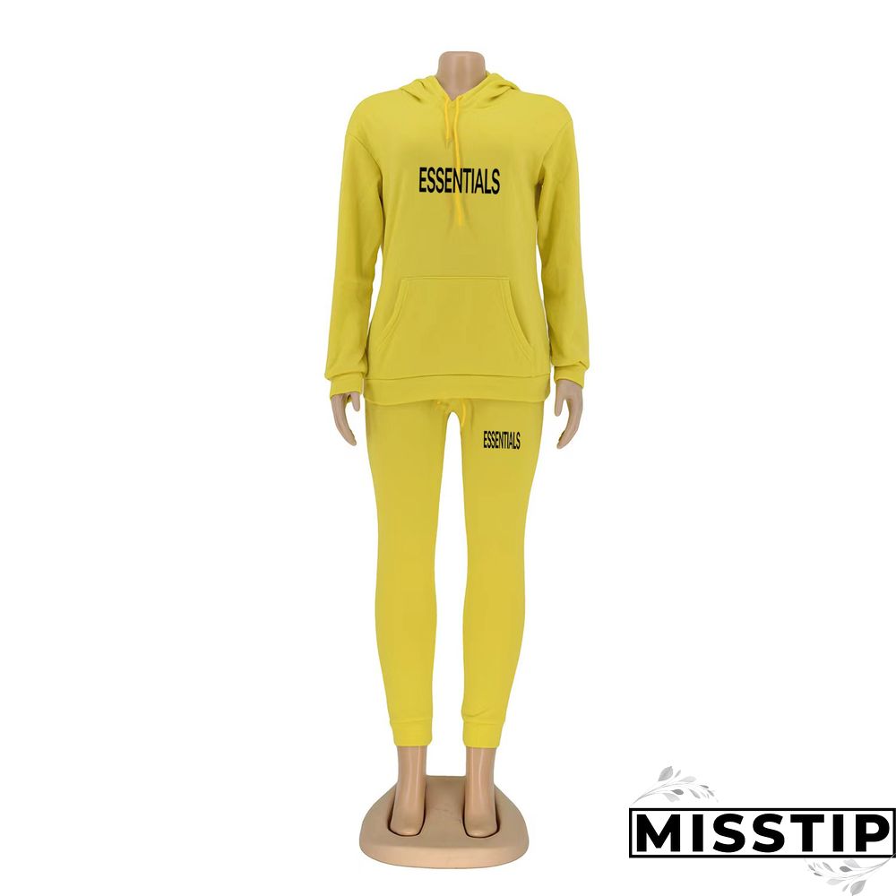 Winter Hooded Sweatshirt Skinny Pants Tracksuit