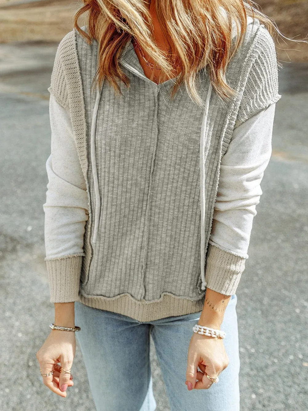 Color Block Hooded Zip-Up Jacket