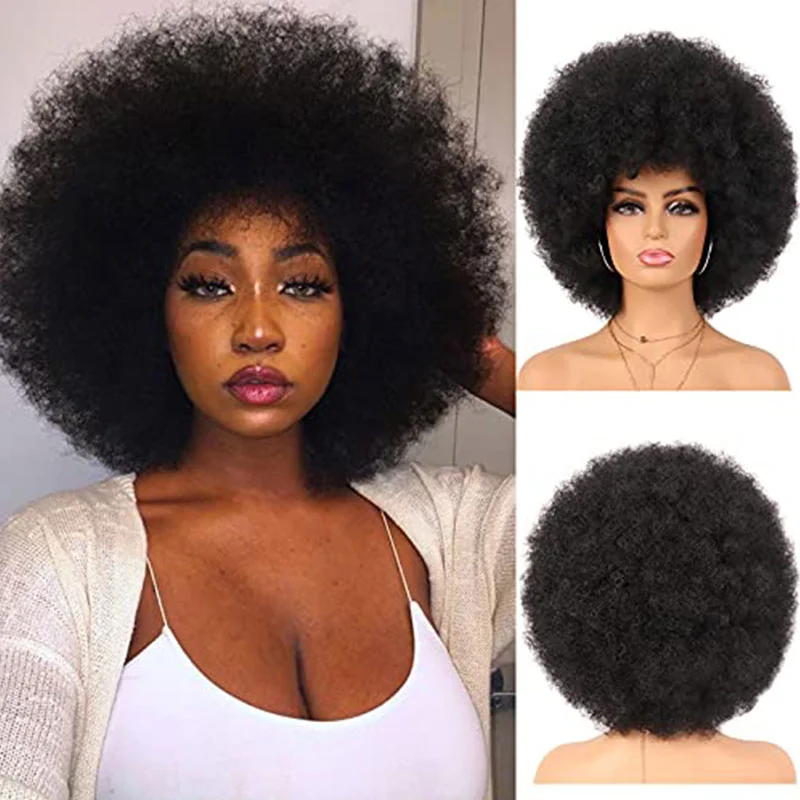 Curly Wig With Bangs Short  Wigs for Black Women ELCNEPAL