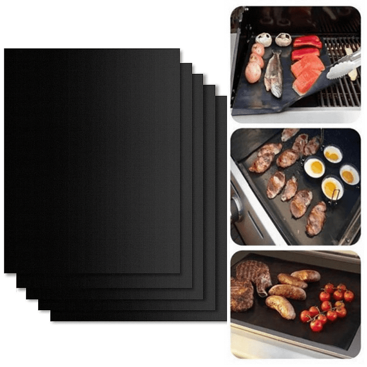 Grill Mat-Set of 5 Easy to Clean, Reusable, and Heavy Duty Non-Stick Kit | Grilling Mat Accessories Perfect for Gas, Electric & BBQ Charcoal Grills | 15.75 x 13.75 inches