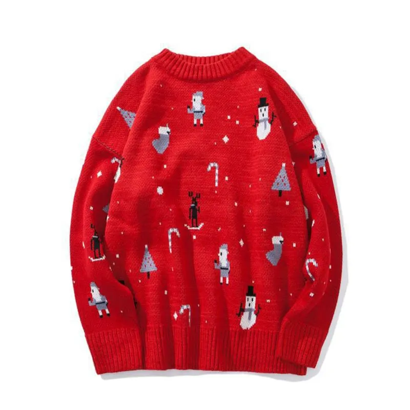 Christmas Knit Sweater Women Man Oversize Pullover Navidad Couple Women Sweater Autumn Winter Patchwork Sweater Jacket