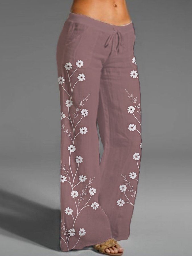 Women's Floral Print Casual Cotton Pants