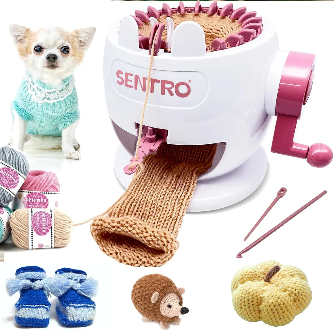 SENTRO Knitting Machine 48 Needles, Smart Knitting Crochet Machine, Double Crocheting Machine Kit,Circle Knit Loom Machine with Row Counter and Hand Crank