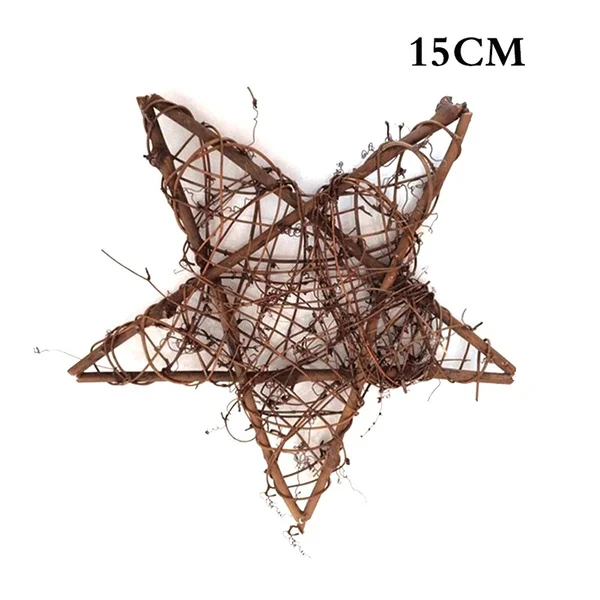 Christmas Door Hanging Dried Rattan Retro Handmade Five-pointed Star Floral Wreaths Xmas Wedding Party Decor DIY Accessories