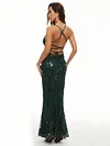 Evening Wrap A-Line Backless Embroidered V-Neck Maxi Dress