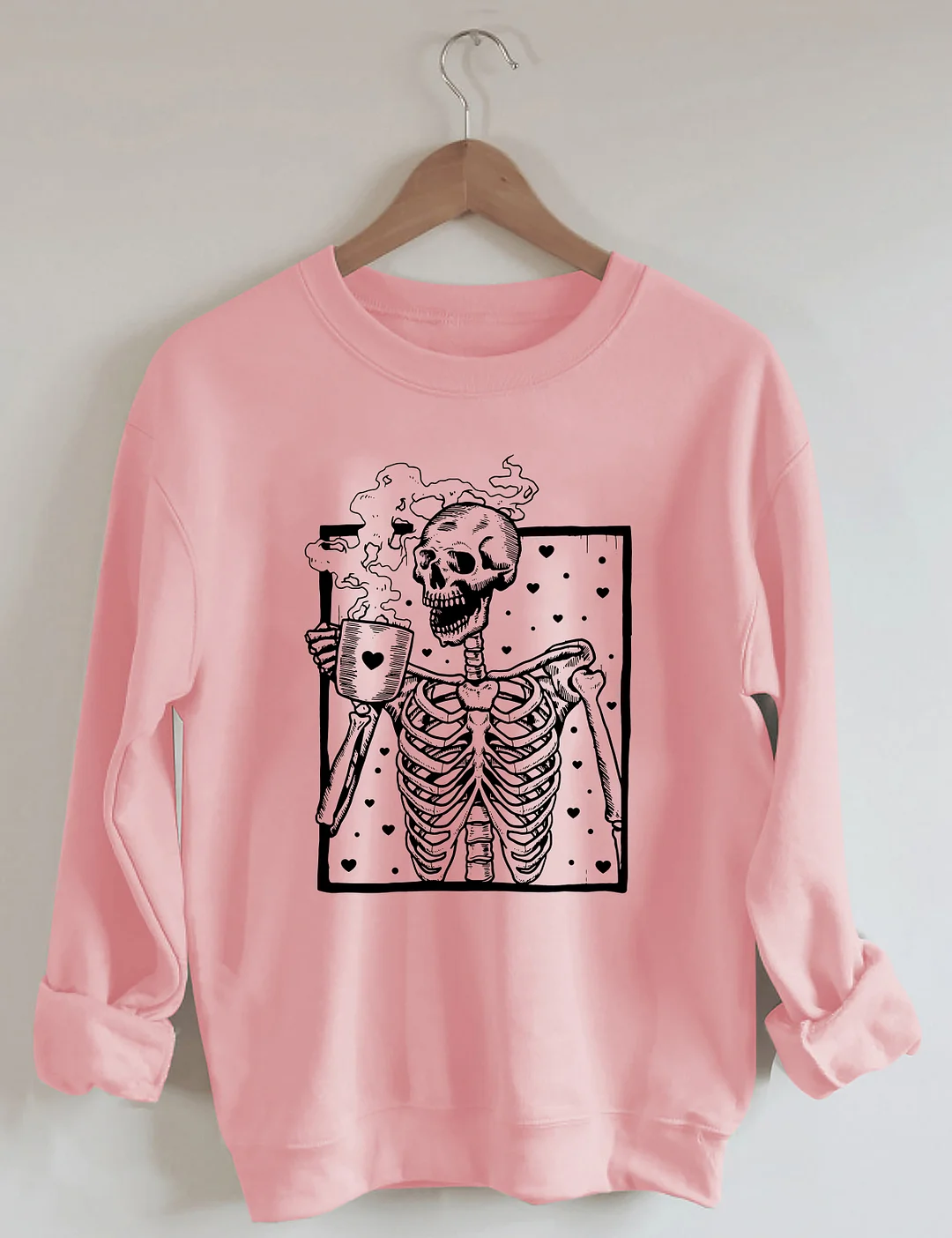 Skeleton Drinking Coffee Sweatshirt