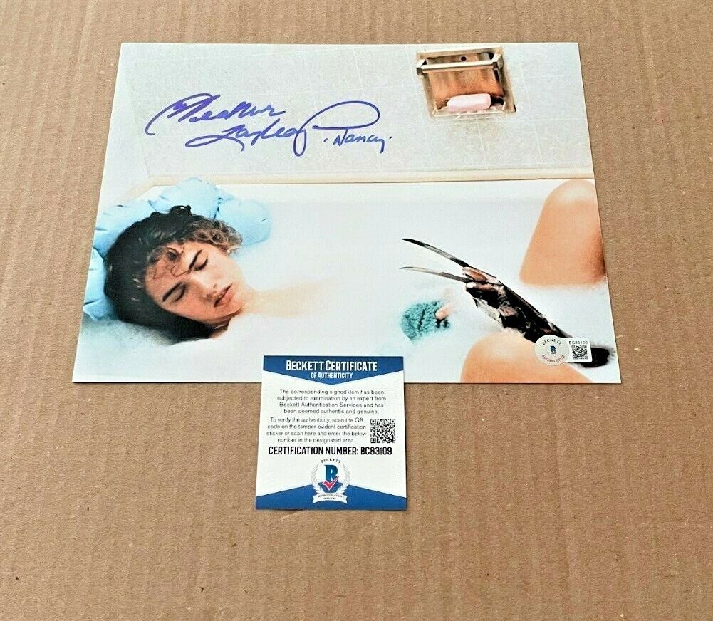 HEATHER LANGENKAMP SIGNED NIGHTMARE ON ELM ST 8X10 Photo Poster painting BECKETT CERTIFIED