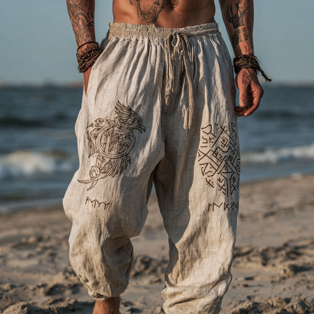 Men's Viking Occult Knot Runes Totem Summer Casual Pants / Rvogue / Rvogue