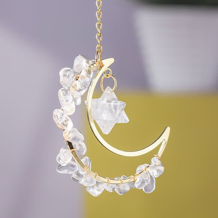 Cryrstal Moon Handmade Gemstone Ornament