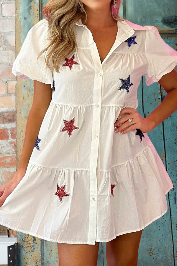 Sparkling Star Sequin Ruffle Dress