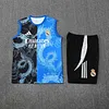 2025/2026 Real Madrid Pre-Match Training Black Blue Vest+Shorts Football1:1 Thai Quality