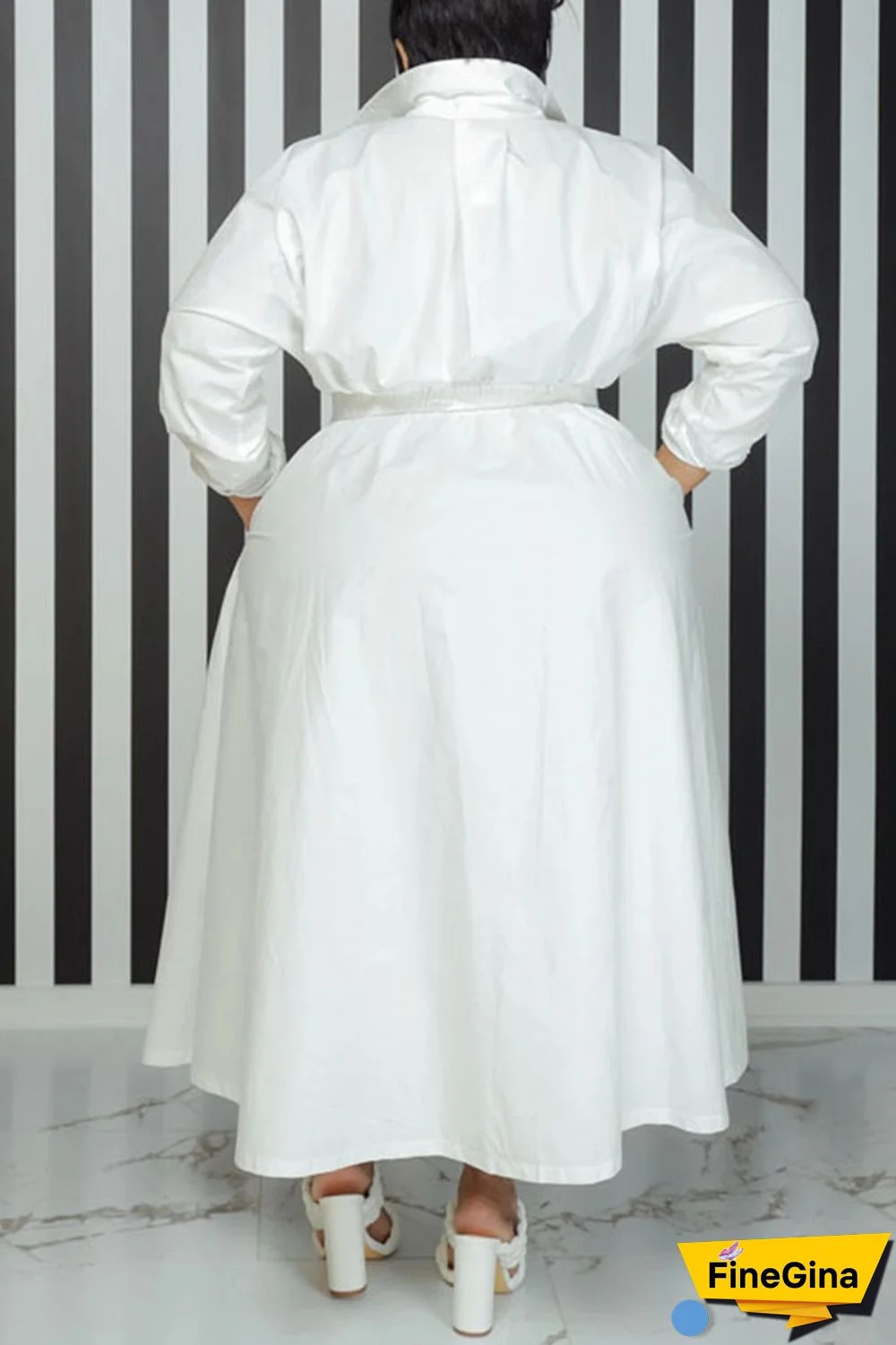 Black Casual Solid Patchwork Buckle Turndown Collar Shirt Dress Plus Size Dresses