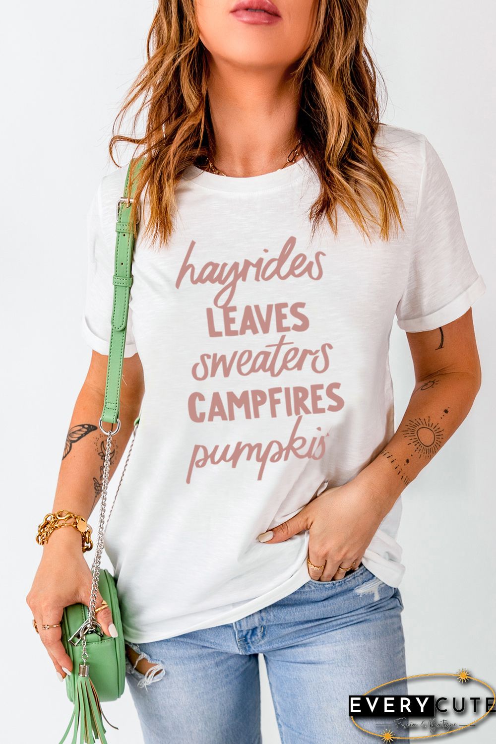 White Slogan Letter Print O-neck Short Sleeve T Shirt