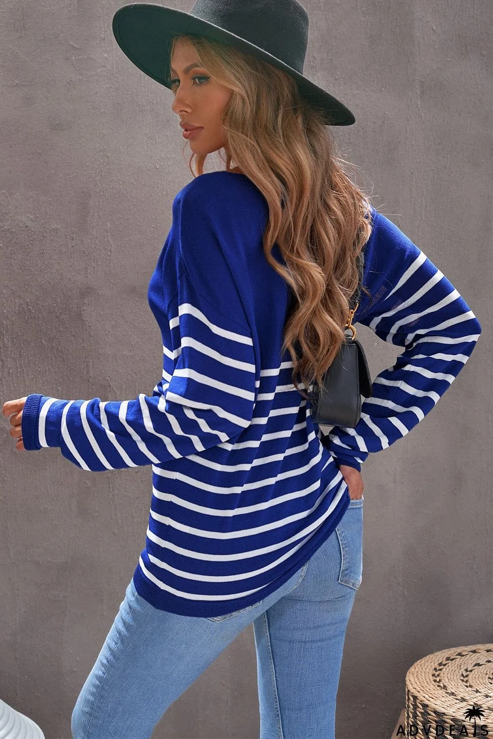 Striped V Neck Sweater