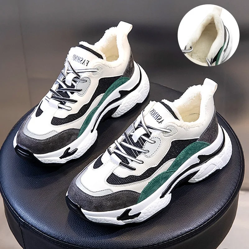 Meotina Flats Sneakers Women Shoes Genuine Leather Flat Platform Shoes Mixed Colors Round Toe Causal Shoes Female  Autumn Winter