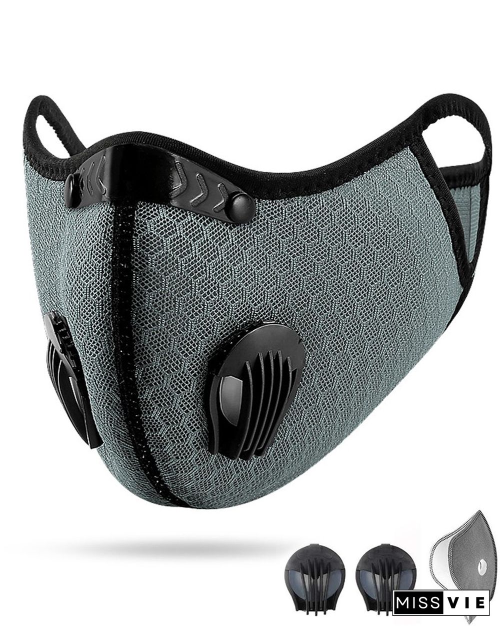 Solid Breathing Washable 2 Valves Face Mask (1 filters as gift)