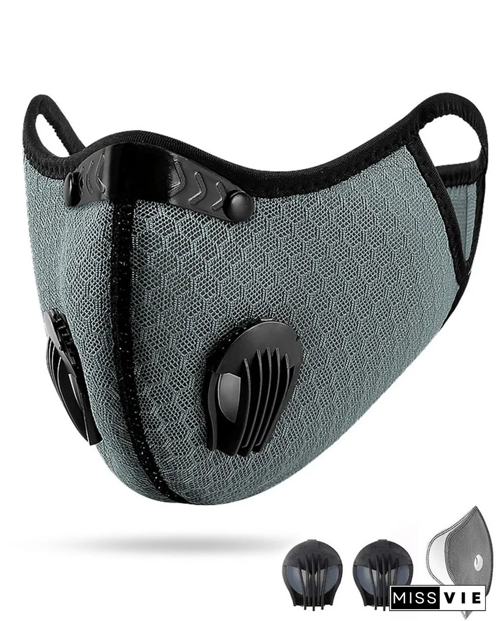 Solid Breathing Washable 2 Valves Face Mask (1 filters as gift)