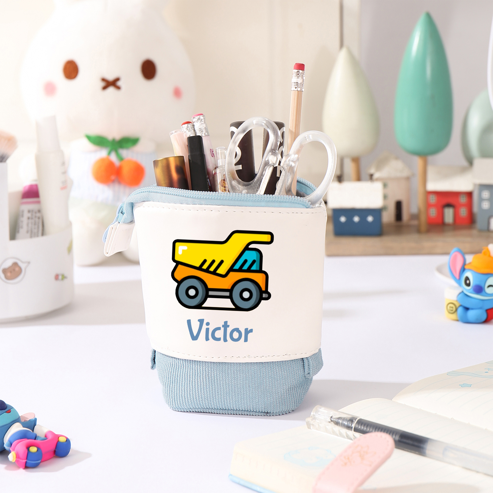 Personalised Pencil Case Custom Name & Vehicle Pattern Pen Pouch Back To School Gift for Sons Daughters-Jessemade AU