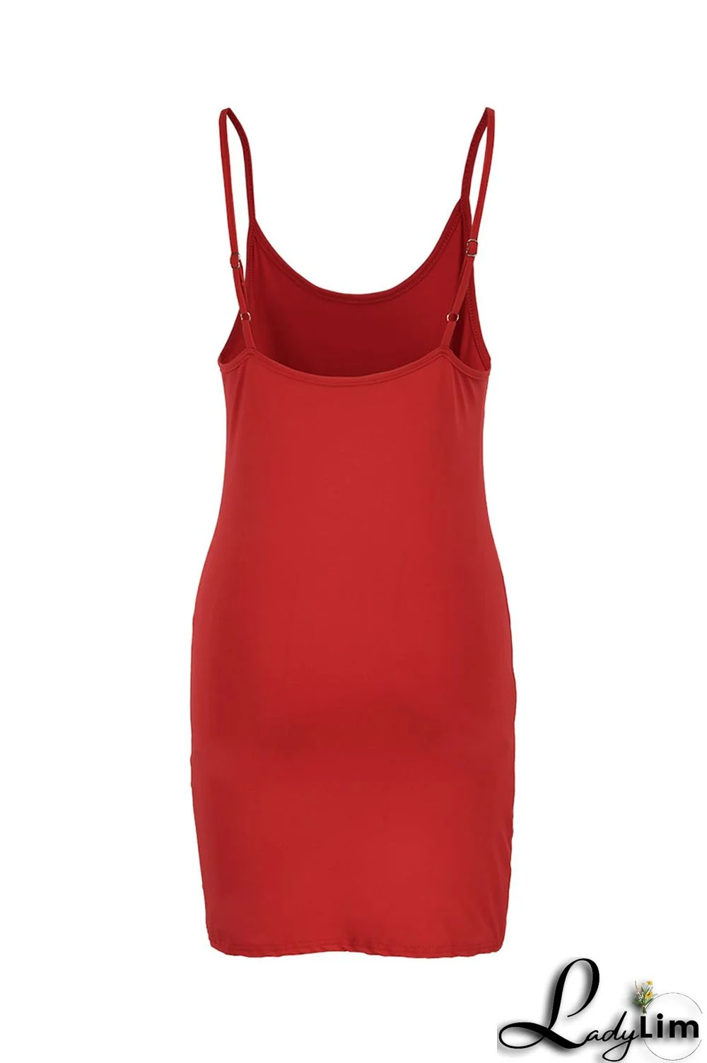 Red Fashion Sexy Solid Backless Spaghetti Strap Sleeveless Dress