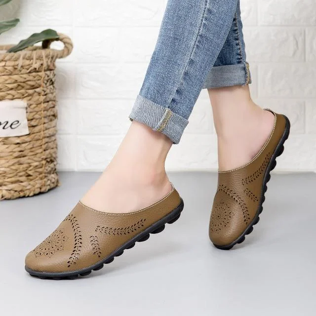 Women Genuine Leather Flats Loafer Shoes